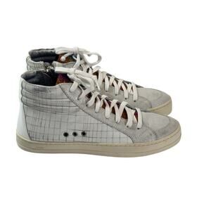 P448 Skate High Top Sneakers Womens 37 / 7 US White Rainbow Side Zip